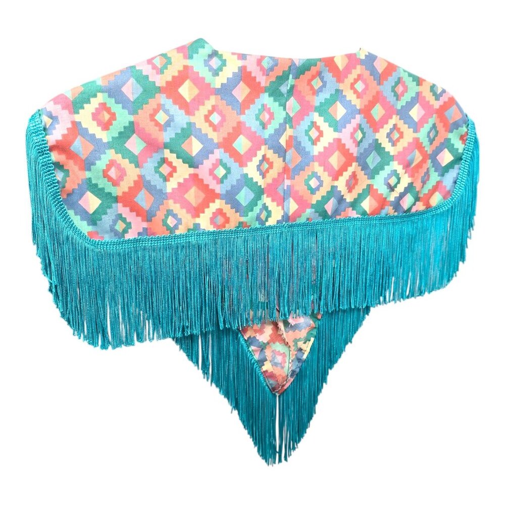Shoulder Shawl Women Collar Western Cowgirl Square Dancing Turquoise Fringe O/S - Picture 6 of 8